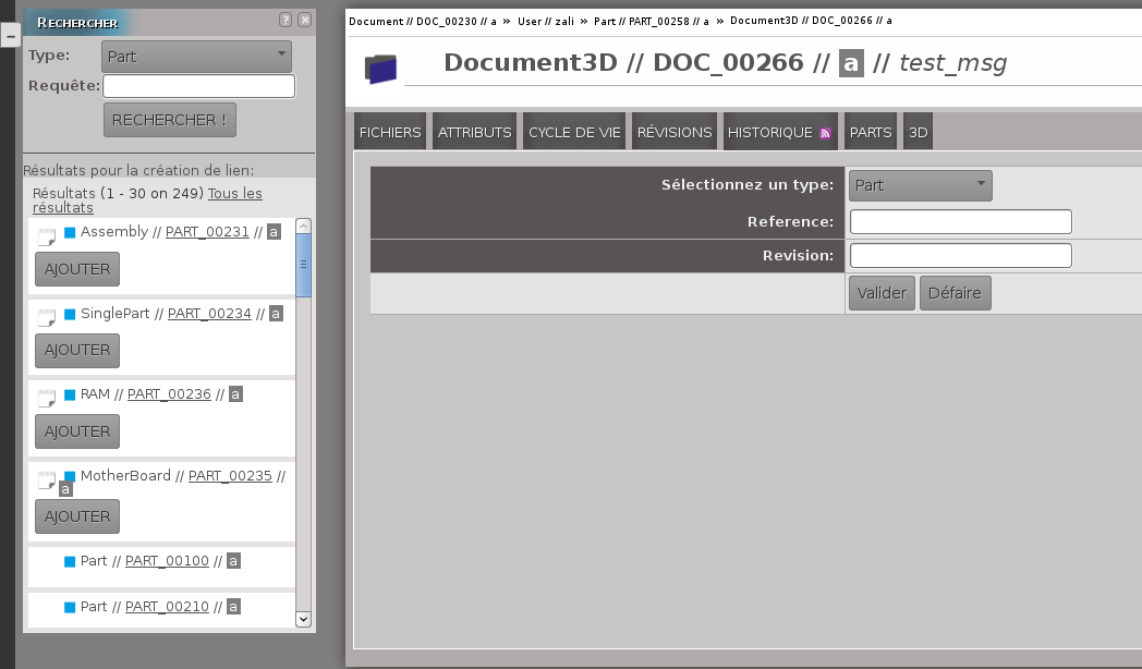 the study view to link a part to the document